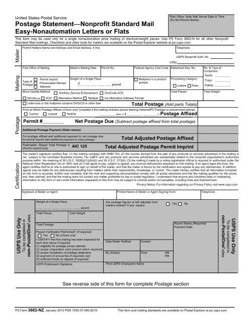 Postage Statement—Nonprofit Standard Mail Easy ... - USPS.com