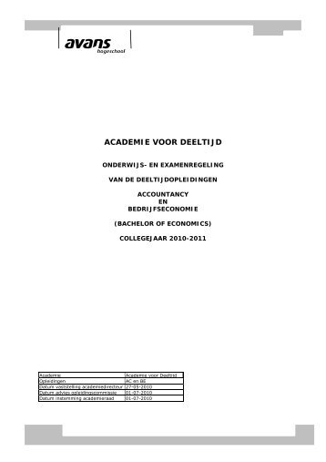 onderwijs - Studentinfo - Avans Hogeschool