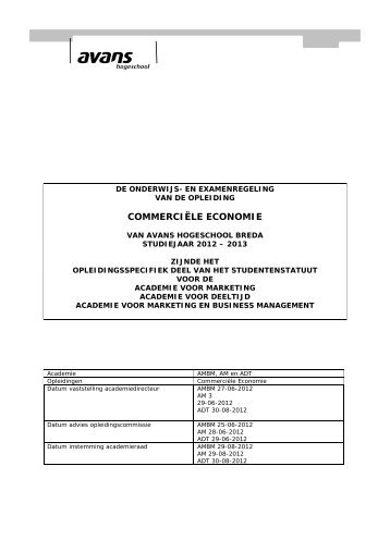 COMMERCIËLE ECONOMIE - Studentinfo - Avans Hogeschool