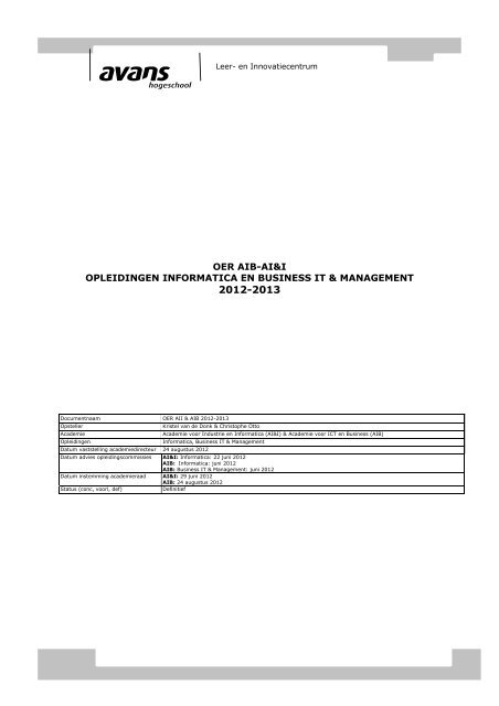 Business IT & Management - Studentinfo - Avans Hogeschool