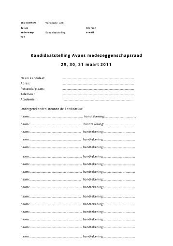 Kandidaatstelling Avans medezeggenschapsraad 29 ... - Studentinfo