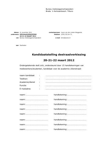 Kandidaatstelling deelraadverkiezing 20-21-22 maart ... - Studentinfo