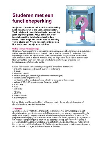 Studeren met een functiebeperking - Studentinfo - Avans Hogeschool