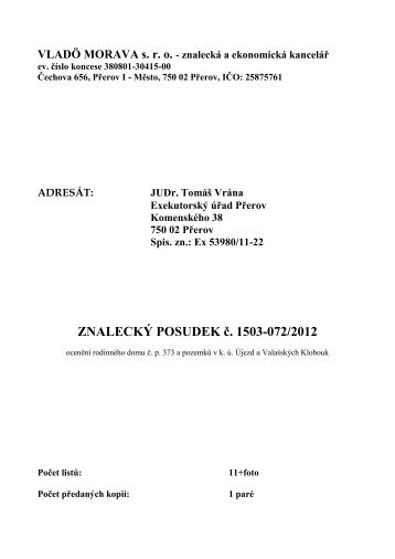 ZNALECKÝ POSUDEK č. 1503-072/2012 - Sreality.cz