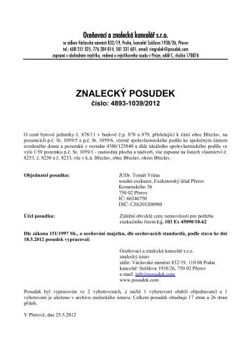 ZNALECKÝ POSUDEK číslo: 4893-1039/2012 - e-aukce