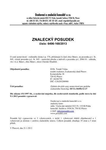 ZNALECKÝ POSUDEK číslo: 6496-168/2013 - e-aukce