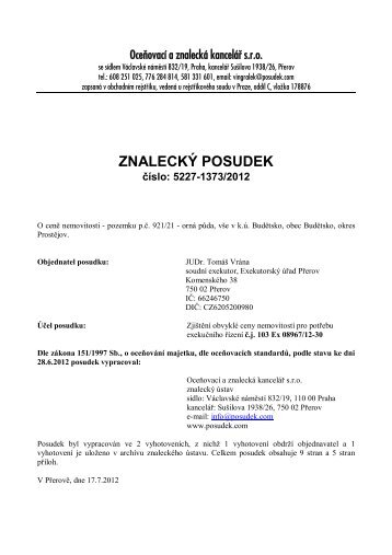 ZNALECKÝ POSUDEK číslo: 5227-1373/2012 - Sreality.cz