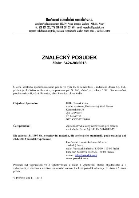 ZNALECKÝ POSUDEK číslo: 6424-96/2013 - Sreality.cz