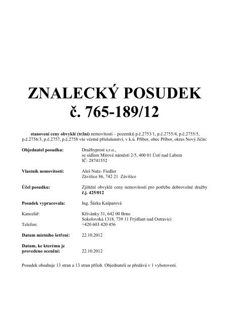 ZNALECKÝ POSUDEK č. 765-189/12 - Sreality.cz