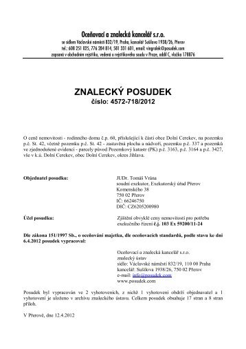 ZNALECKÝ POSUDEK číslo: 4572-718/2012 - Sreality.cz
