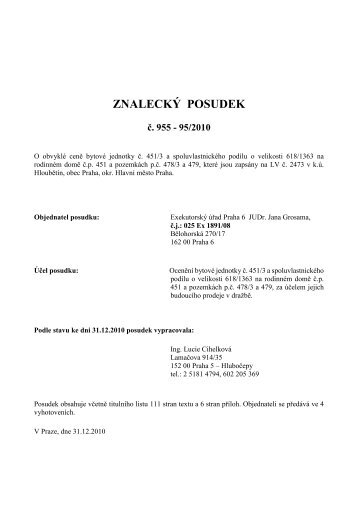 ZNALECKÝ POSUDEK č. 955 - 95/2010 - Sreality.cz