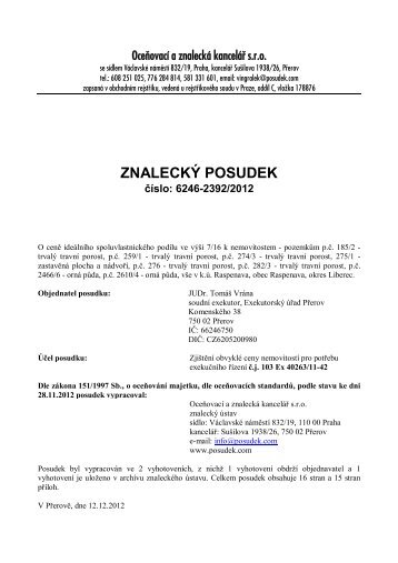 ZNALECKÝ POSUDEK číslo: 6246-2392/2012 - Sreality.cz