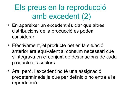 Preus relatius i distribució de l'excedent - Inici