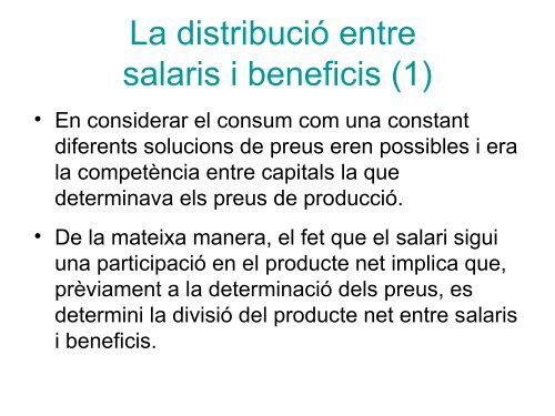 Preus relatius i distribució de l'excedent - Inici