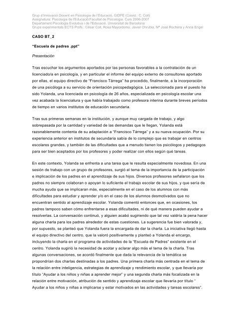 Escuela de padres .ppt - Inici - Universitat de Barcelona