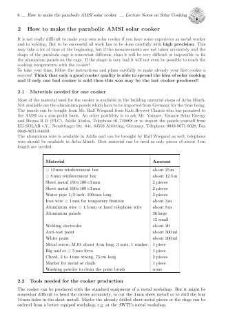 2 How to make the parabolic AMSI solar cooker
