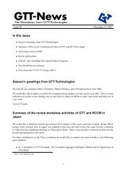 In this issue Season's greetings from GTT-Technologies Summary of ...