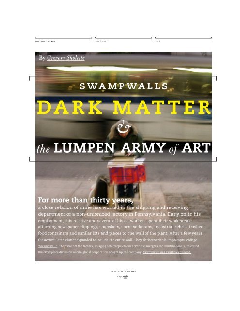Swampwalls Dark Matter and the Lumpen Army ... - Gregory Sholette