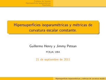 Hipersuperficies isoparamétricas y métricas de curvatura escalar ...