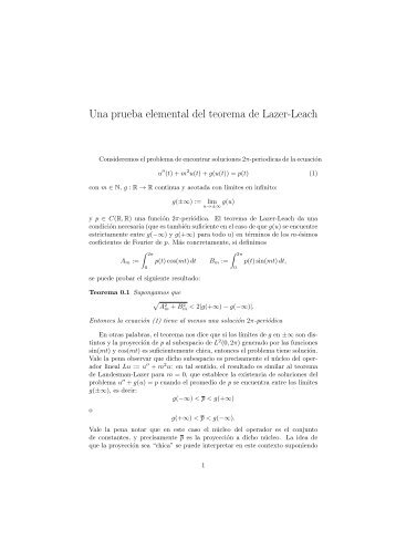 Una prueba elemental del teorema de Lazer-Leach