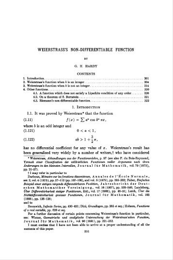 WEIERSTRASS'S NON-DIFFERENTIABLE FUNCTION