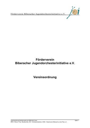 Förderverein Biberacher Jugendorchesterinitiative eV Vereinsordnung