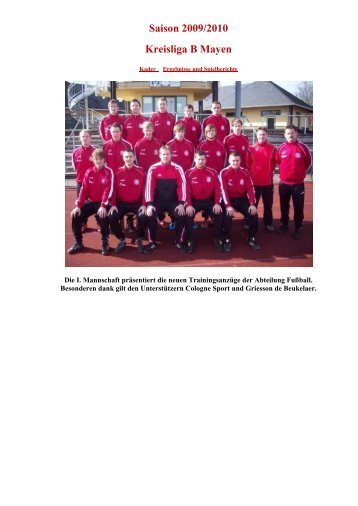 Saison 2009/2010 Kreisliga B Mayen - VFB Polch - Abteilung Fußball