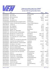 Kursliste mit Jahresschlusskursen 2007 - Valora Effekten Handel AG