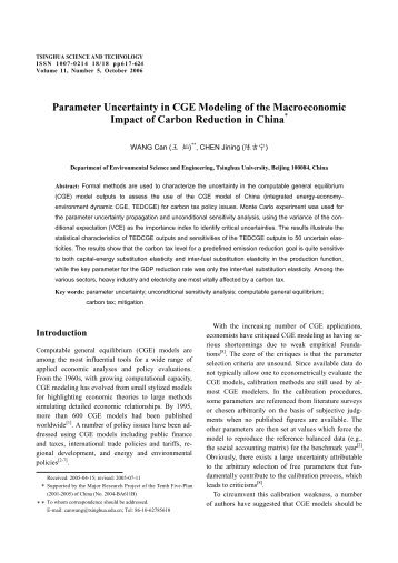 Parameter Uncertainty in CGE Modeling of the Macroeconomic Impact