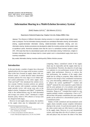 Information Sharing in a Multi-Echelon Inventory System