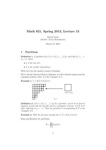 Math 821, Spring 2013, Lecture 15 - People.stat.sfu.ca