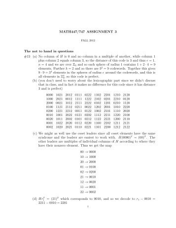 MATH447/747 ASSIGNMENT 3 The not to hand ... - People.stat.sfu.ca