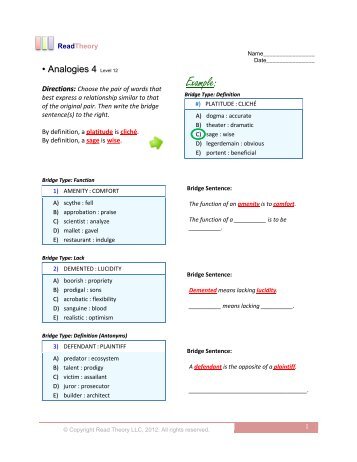 Analogies 4 - English for Everyone