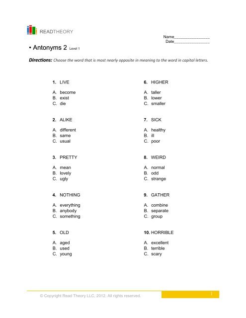 Antonyms 2 English For Everyone Antonyms 2 English For Everyone