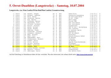 5. Orrot-Duathlon (Langstrecke) – Samstag, 10.07 ... - Hobbylauf.de