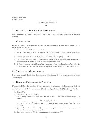 TD d'Analyse Spectrale 1 Distance d'un point à un sous-espace 2 ...