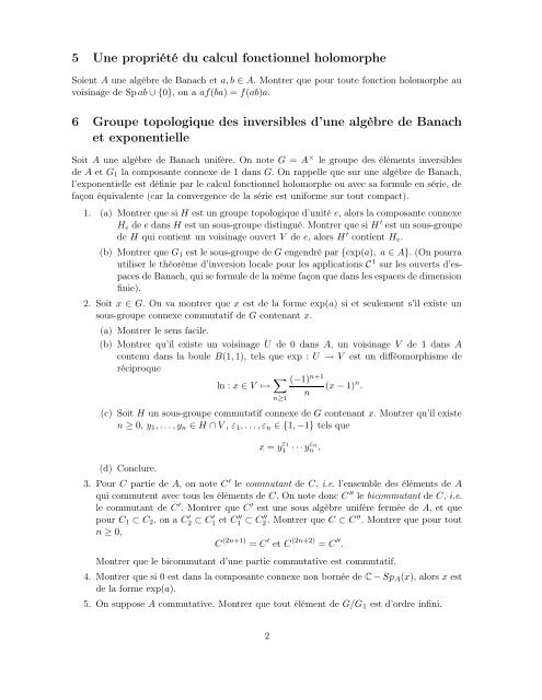 TD d'Analyse Spectrale 1 Spectre 2 La topologie d'un espace ...