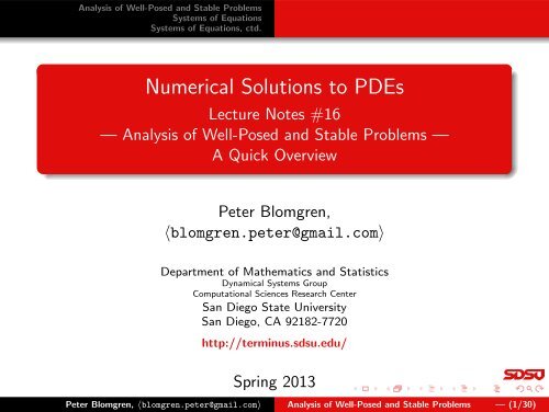 Analysis of Well-Posed and Stable Problems - Peter Blomgren - SDSU