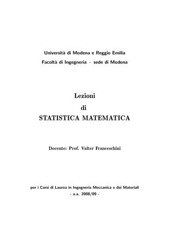 Lezioni di STATISTICA MATEMATICA