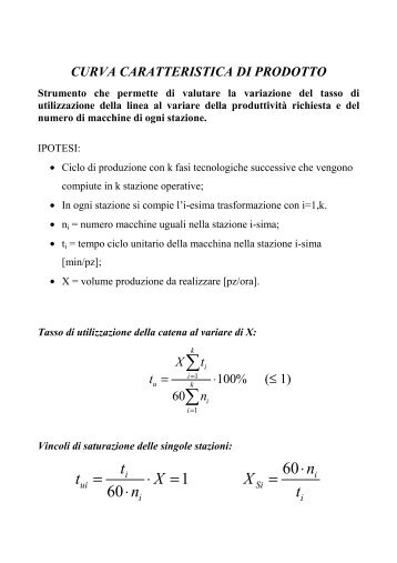 Criteri di scelta tra produzione per reparti e in linea