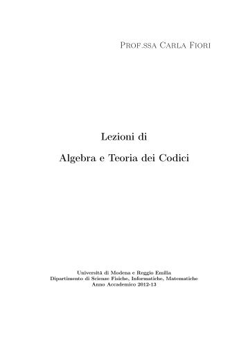 Lezioni di Algebra e Teoria dei Codici - Servizi interni