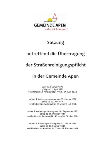 Satzung über die Übertragung der ... - Gemeinde Apen