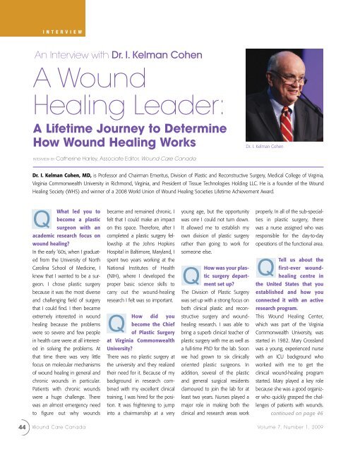 Interview: Dr. I.Kelman Cohen, A Wound Healing Leader - Canadian ...