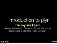 Introduction to plyr - Hadley Wickham