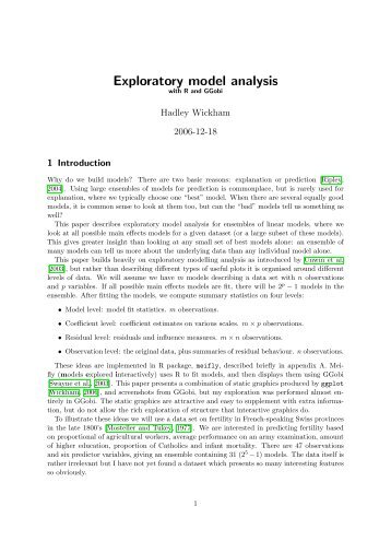 Exploratory model analysis - Hadley Wickham