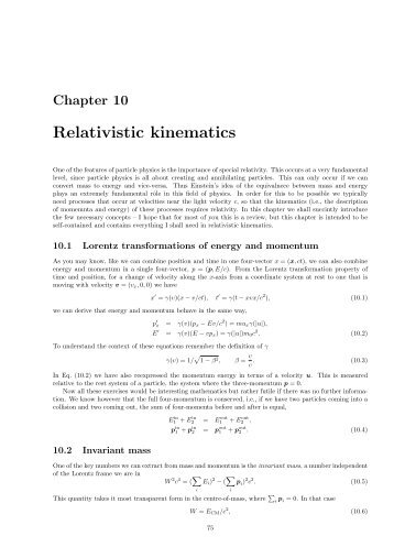 Chapter 10 Relativistic kinematics