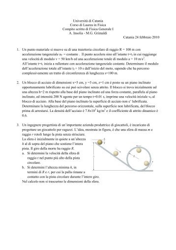 compito del 24 Febbraio 2010 - Dipartimento di Fisica e Astronomia ...