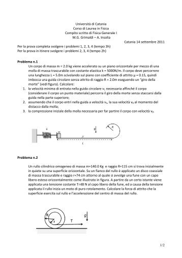 compito 14/09/11 - Dipartimento di Fisica e Astronomia dell ...