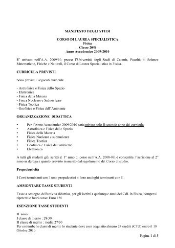 Laurea Specialistica in Fisica 20-S - Dipartimento di Fisica e ...