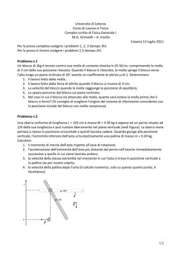 compito 13/07/11 - Dipartimento di Fisica e Astronomia dell ...